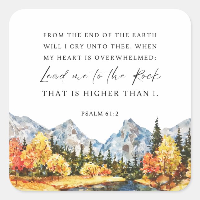 Psalm 61:2 When my heart is overwhelmed Square Sticker (Front)