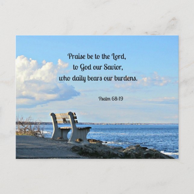 Psalm 68:19 Praise be to the Lord, to God .... Postcard (Front)