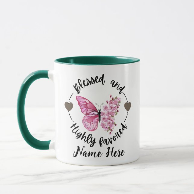 Psalm 88:4 Blessed Highly Favored Custom Butterfly Mug (Left)