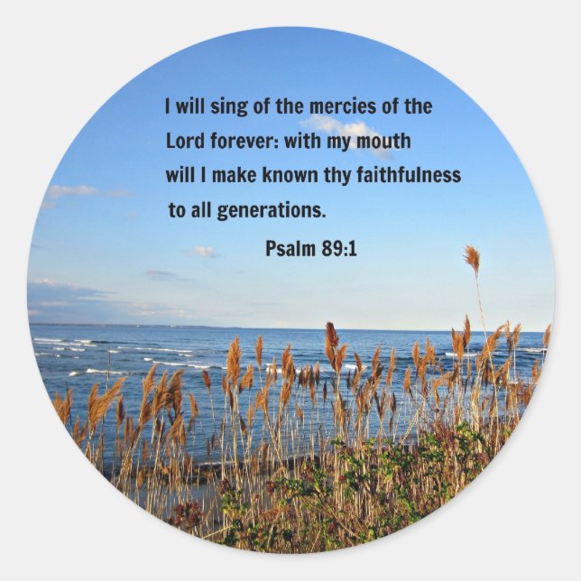 Psalm 89:1 classic round sticker (Front)