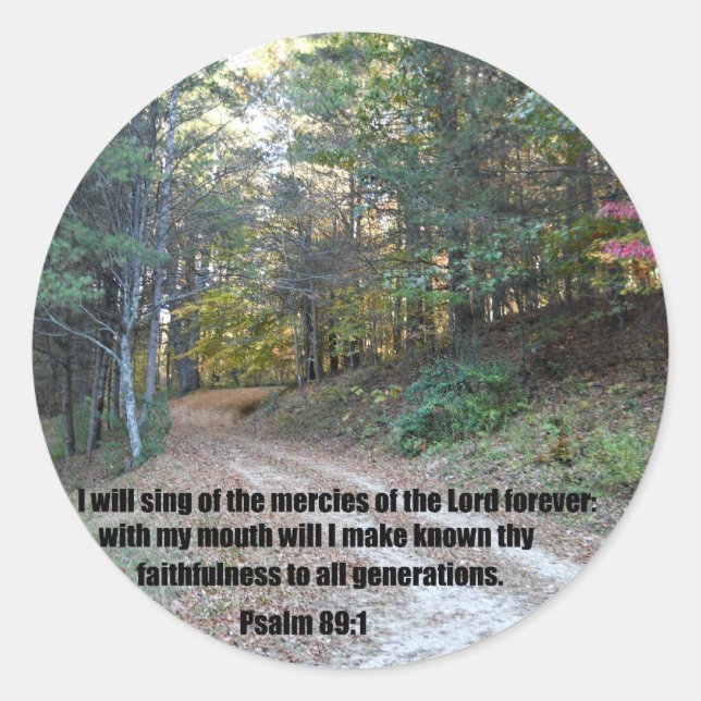 Psalm 89:1 classic round sticker (Front)