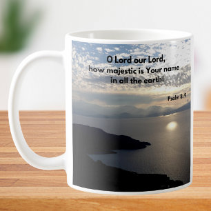 Psalm 8 God's Majestic Name Bible Verse Christian Coffee Mug