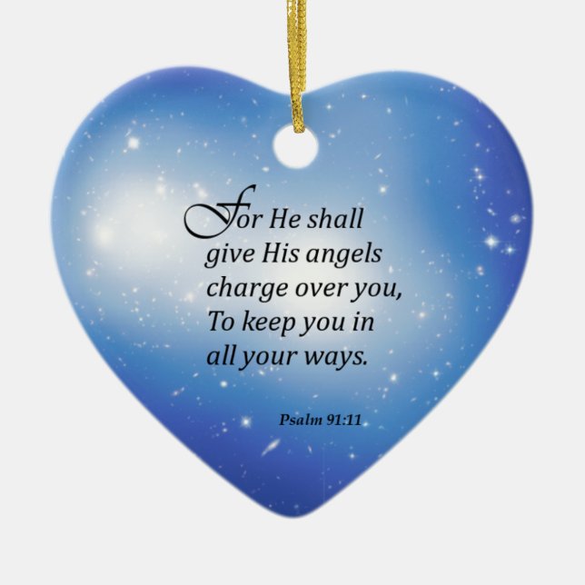 Psalm 91:11 ceramic tree decoration (Front)