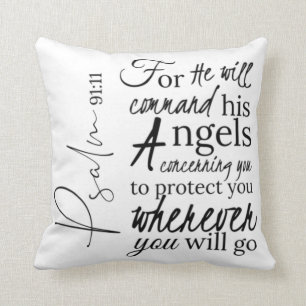 Psalm 91:11 Scripture Angel Christian Cushion