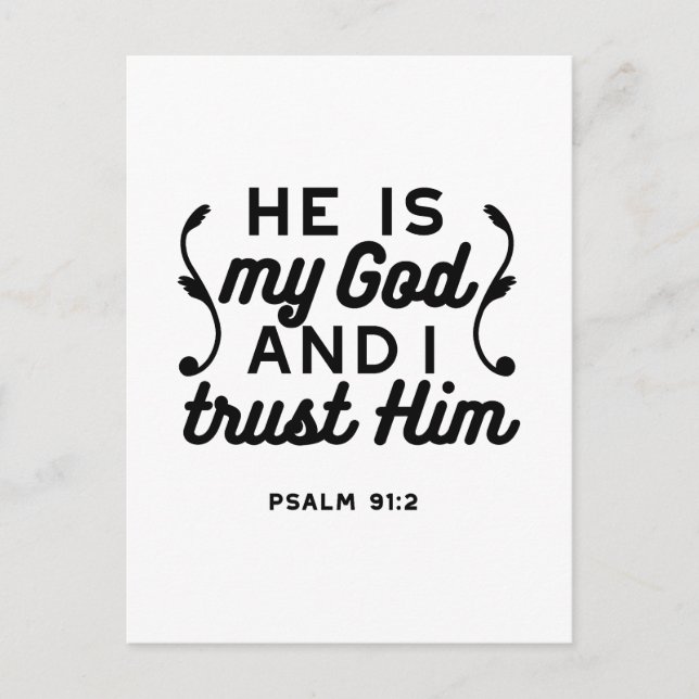 Psalm 91:2 – Trust in God Christian Bible Verse Postcard (Front)