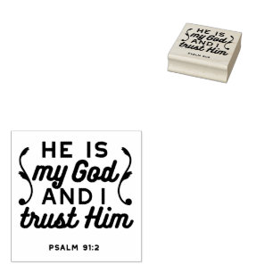 Psalm 91:2 – Trust in God Christian Bible Verse Rubber Stamp