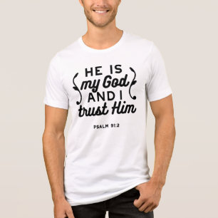 Psalm 91:2 – Trust in God Christian Bible Verse Tri-Blend Shirt