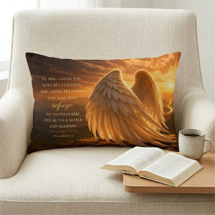 Psalm 91:4 Angel Wings Christian Decorative Cushion