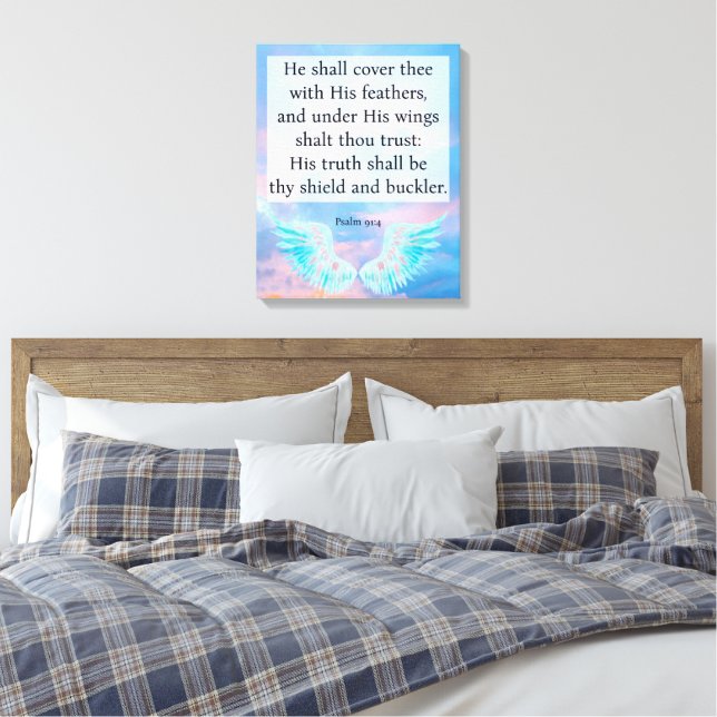 Psalm 91:4 canvas print (Insitu(Bedroom))