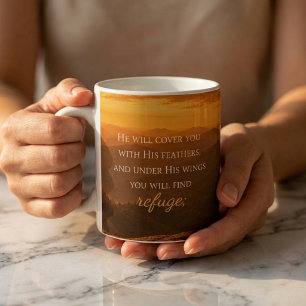 Psalm 91:4 Christian Encouragement Coffee Mug