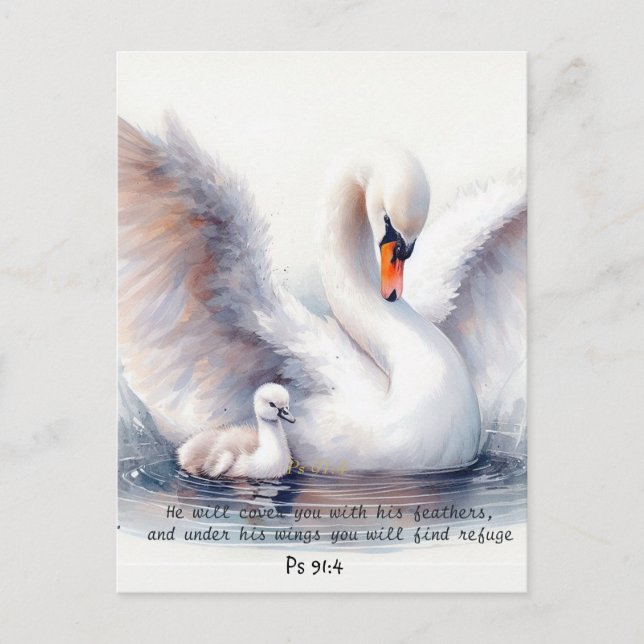 Psalm 91:4 Wings God's protection Bible Scripture Postcard (Front)