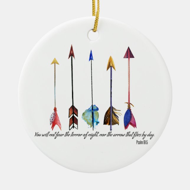 Psalm 91 Arrow Ceramic Tree Decoration (Front)