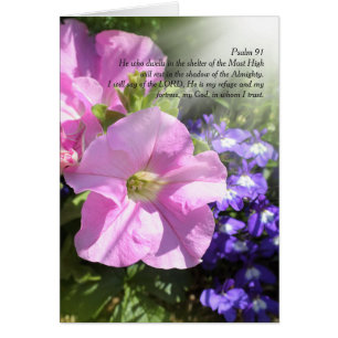 Psalm 91, Beams of light and flowers, folded card