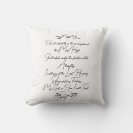 Psalm 91 Black & White Botanical Christian  Cushion