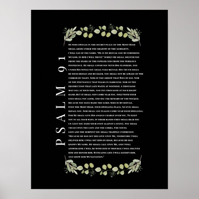 Psalm 91 Eucalyptus Leaves Bible Verses  Poster (Front)