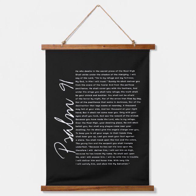  Psalm 91 Font Bible Verses Christian Scroll  Hanging Tapestry (Front)