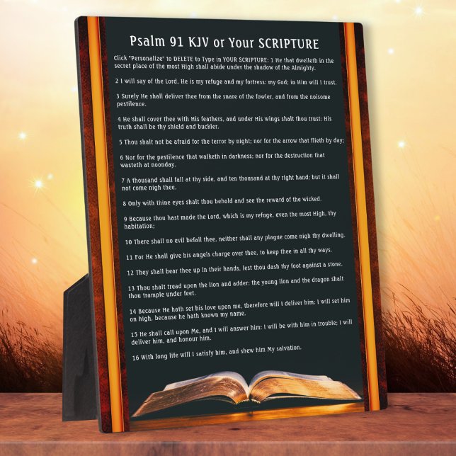 Psalm 91 gifts or Your Favourite Scripture Plaque, Plaque (Psalm 91 prayer personalized for family and friends. Psalm 91 personalised. Psalms 91 plaque, KJV.)