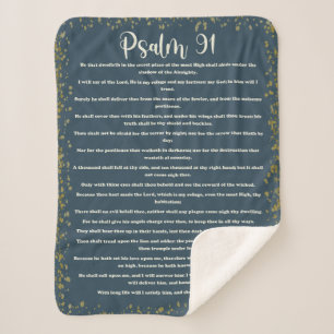 Psalm 91, Green, King James Version, Bible Verse Sherpa Blanket