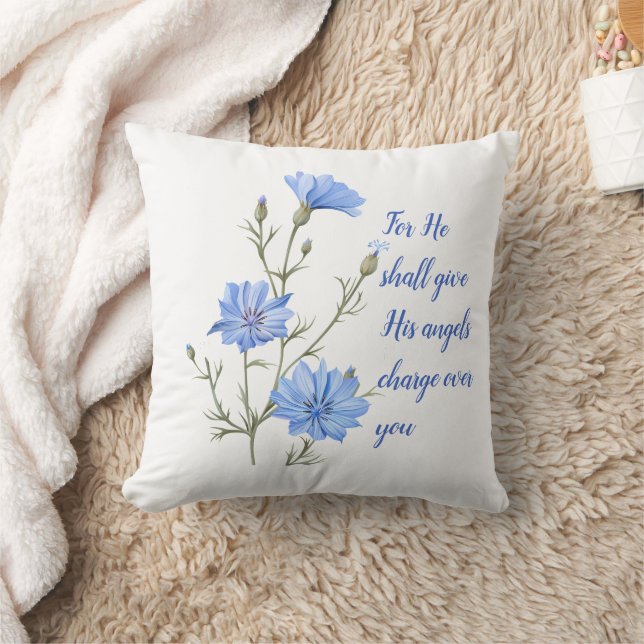 Psalm 91  He Shall Give His Angels Inspirational Cushion (Blanket)