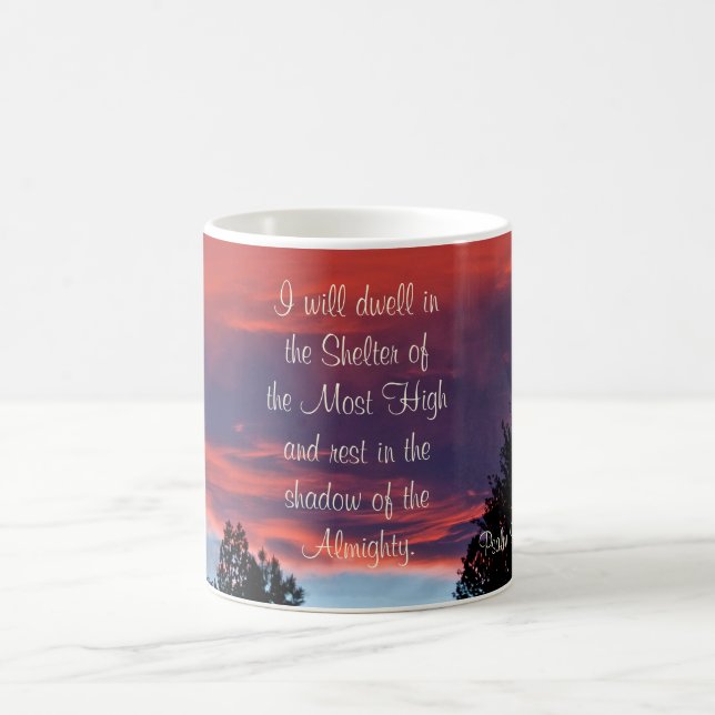 Psalm 91 I will dwell in the secret place, Sunset Coffee Mug (Center)