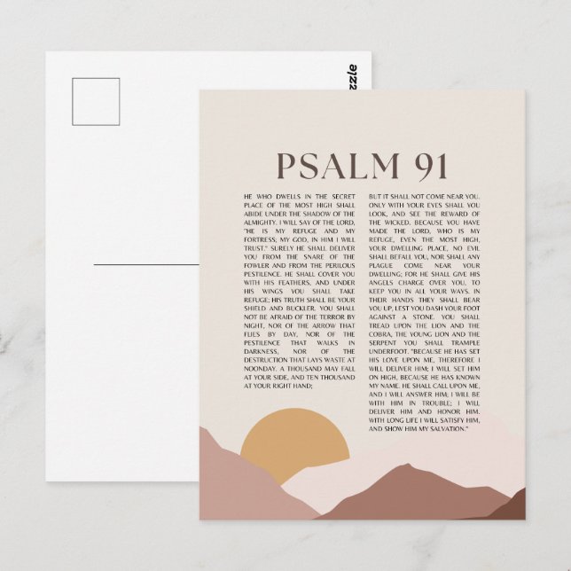 Psalm 91 NKJV Bible Verse Postcard (Front/Back)