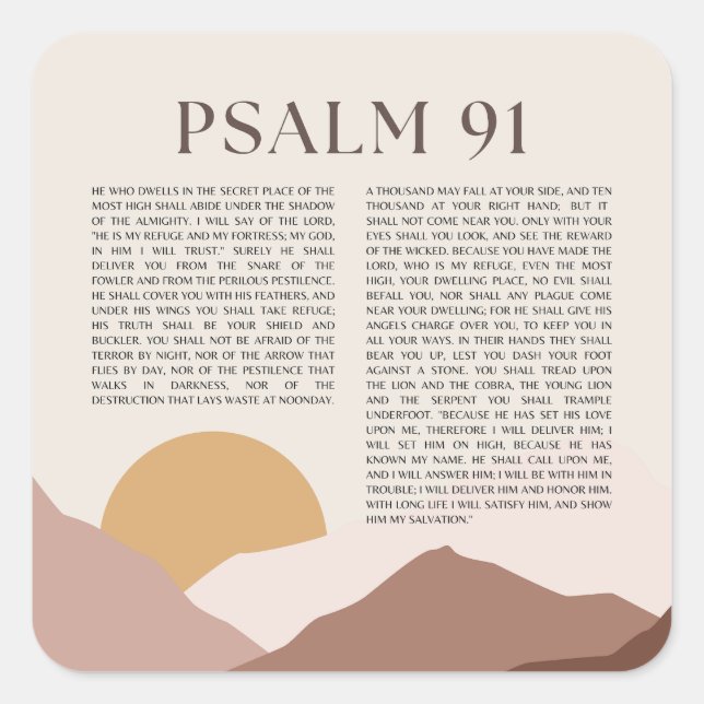 Psalm 91 NKJV Bible Verse Square Sticker (Front)