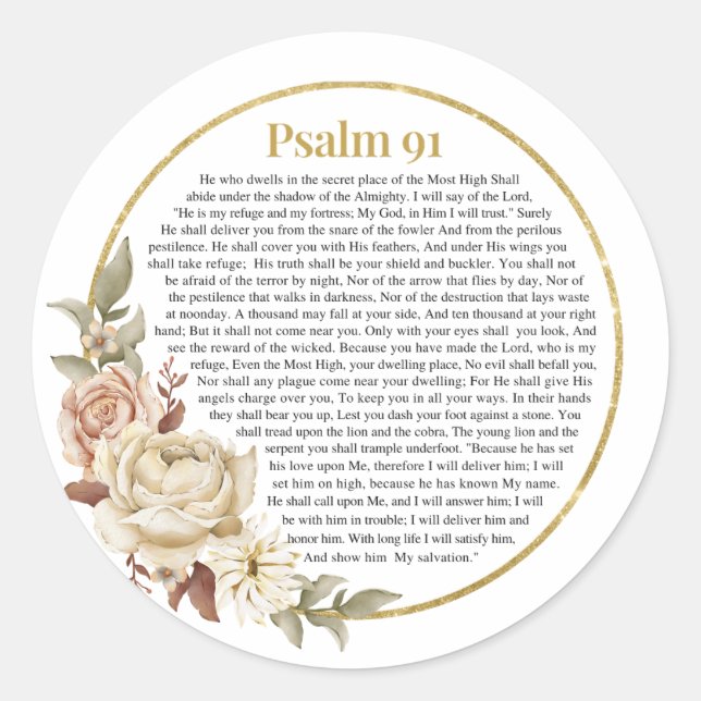 Psalm 91 NKJV Classic Round Sticker (Front)