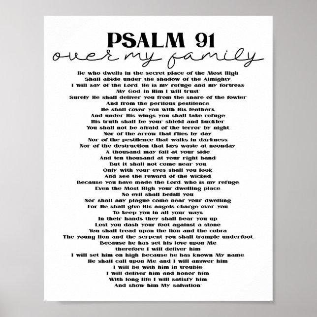 Psalm 91 Over My Family Scripture Poster (Front)