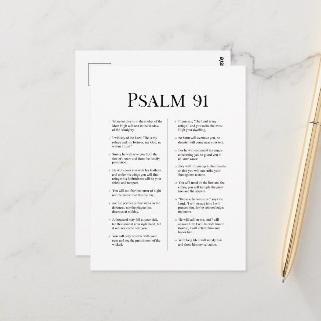 Psalm 91  postcard (Front/Back In Situ)