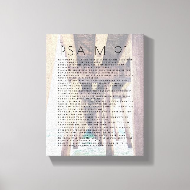 Psalm 91 Rustic Beach Pier Bible Verse Canvas Prin Print (Front)