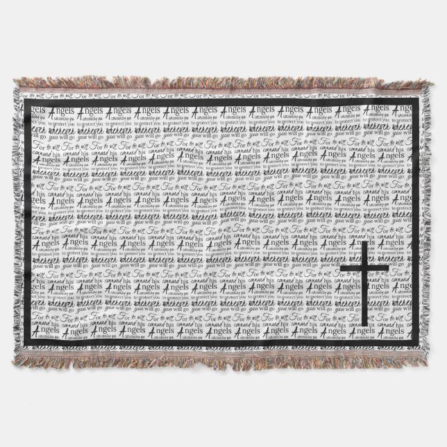 Psalm 91 Scripture Angel Bible Verse Modern Throw Blanket (Front)