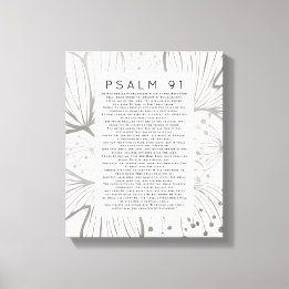 Psalm 91 Scripture Art Botanical Leaf Canvas Print