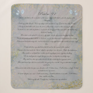 Psalm 91, Scripture & Eucalyptus Leaves, Green Sherpa Blanket