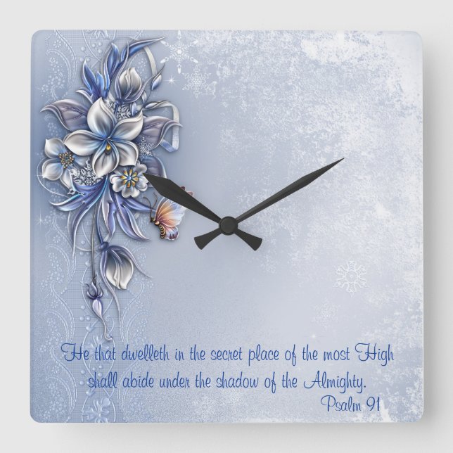 Psalm 91@  Square Wall Clock (Front)