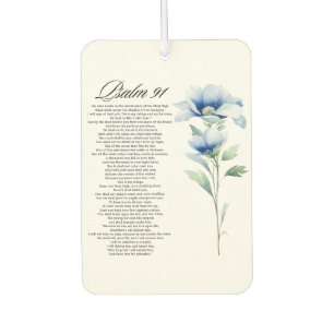 Psalm 91 Watercolor Blue Flower Bible Scriptures Car Air Freshener