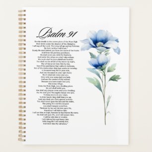 Psalm 91 Watercolor Blue Flower Bible Scriptures Planner