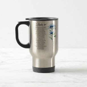 Psalm 91 Watercolor Blue Flower Bible Scriptures Travel Mug