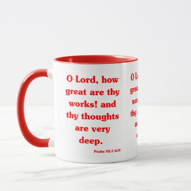 Psalm 92:5 KJV Bible Verse Two-Tone Mug (Left)