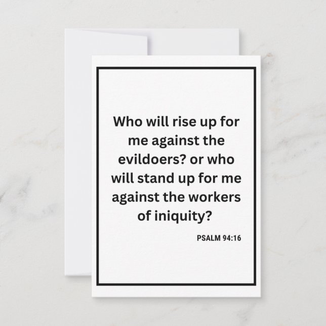 Psalm 94:16 KJV Bible Verse Flat Greeting Card (Front)