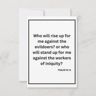 Psalm 94:16 KJV Bible Verse Flat Greeting Card