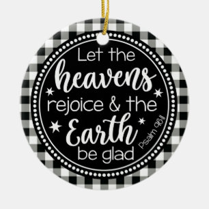 Psalm 96:11 Let the Heavens Rejoice Plaid Ceramic Tree Decoration