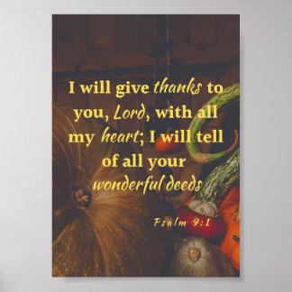 Psalm 9:1 Thanks to the Lord poster