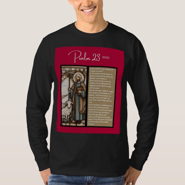 Psalm Message: Psalm 23 - Black Long Sleeve  T-Shirt (Front)