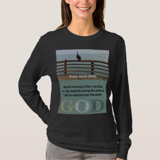 Psalm Message - Psalm 46-10 - Long Sleeve Black T-Shirt