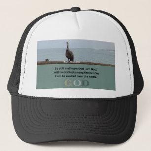 Psalm Message - Psalm 46-10 - White and Black Trucker Hat