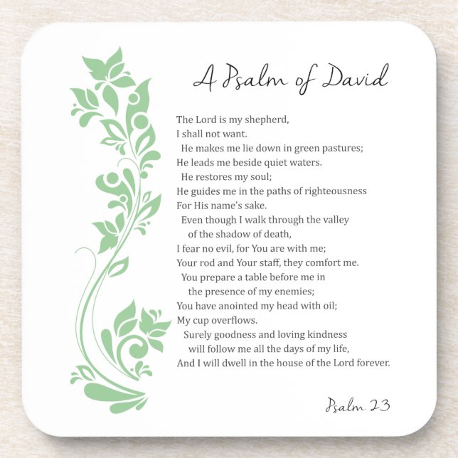 Psalm of David The Lord is my Shepherd Bible Verse Coaster (Front)
