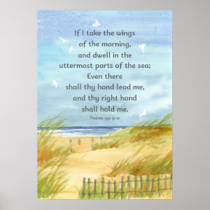 Psalms 139:9 Bible Scripture Ocean Beach Painting Poster