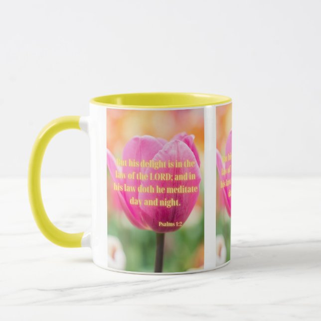 Psalms 1:2 KJV Bible Verse Pic Two-Tone Mug (Left)