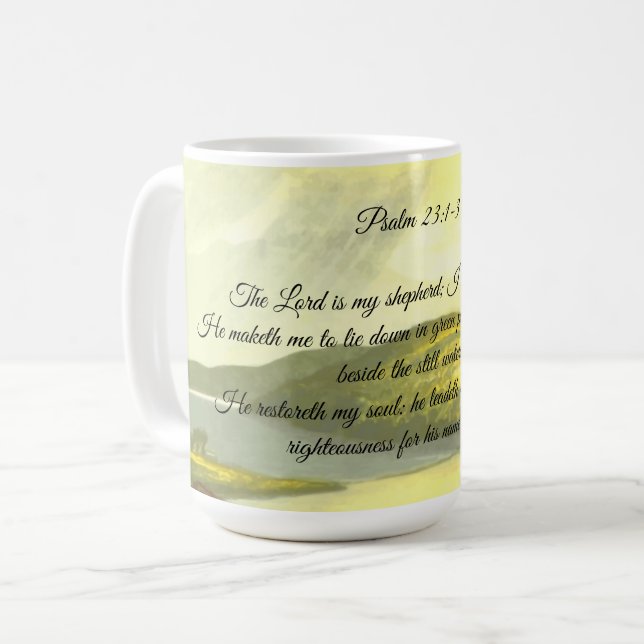 Psalms 23:1-3 Coffee Mug (Front Left)