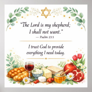 Psalms 23:1 Home Decor, Messianic Jewish Gift, Poster